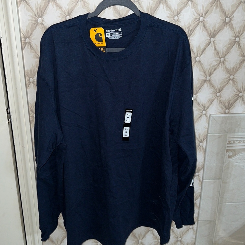 Carhartt Navy Loose Fit Heavyweight Long Sleeve Shirt